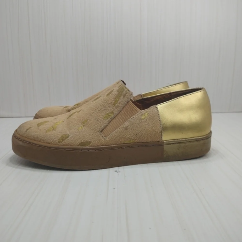 Free‎ People Varsity Golf Slip On Sneaker Leather Calf Hair Animal Print EU 38
